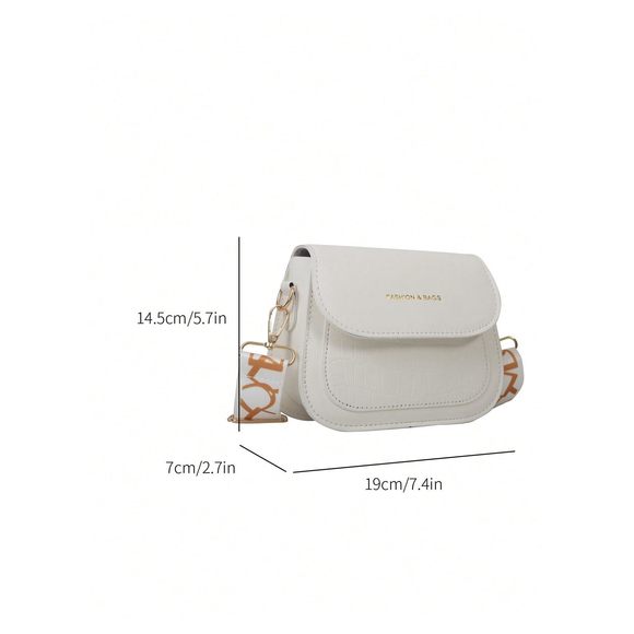 Leather Crossbody Bag Wide Strap Mini Square Bag Handbag White o_o - Picture 7 of 7
